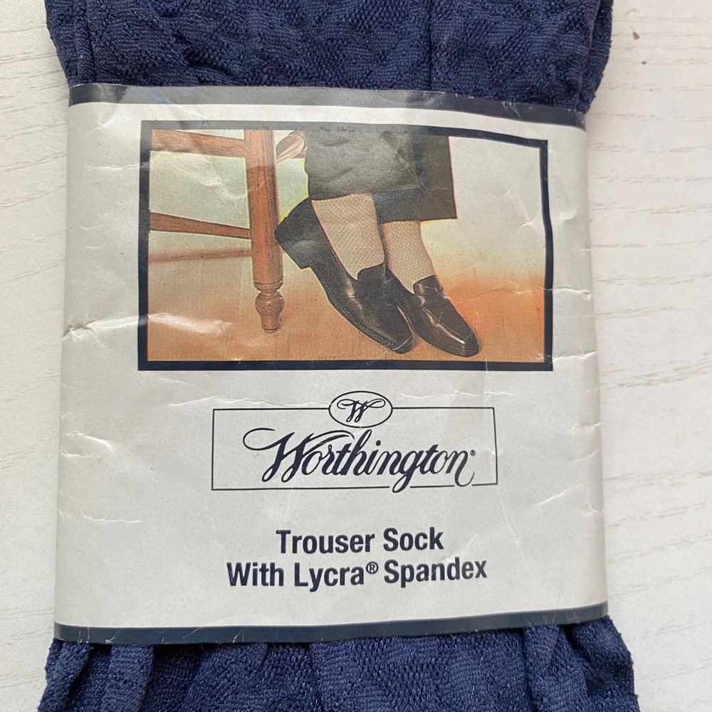 NWT Worthington Vintage Trouser Socks Navy OS Career Business Casual Workwear - Picture 3 of 4